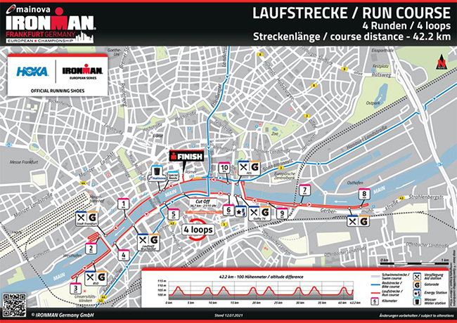 Marathon Laufstrecke, 4 Runden, 42,2 km
